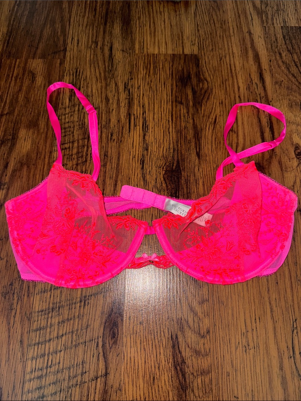 Victoria's Secret Neon Pink Lace Underwire Demi Bra 29.T
